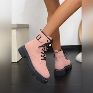 Shein Light Pink Combat Boot SZ 8.5 NEW
